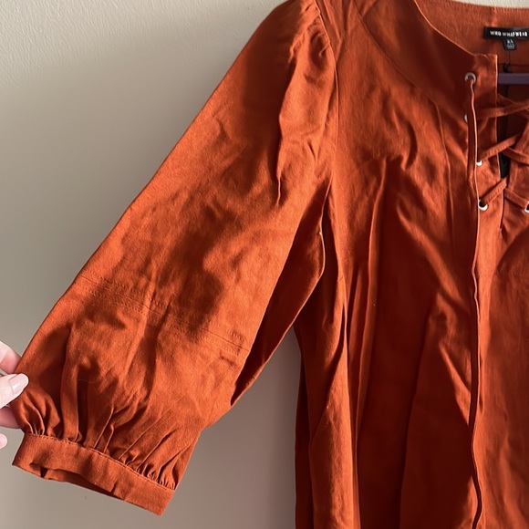 Burnt Orange Lace Up Dress New With Tags Size XS - Picture 3 of 9